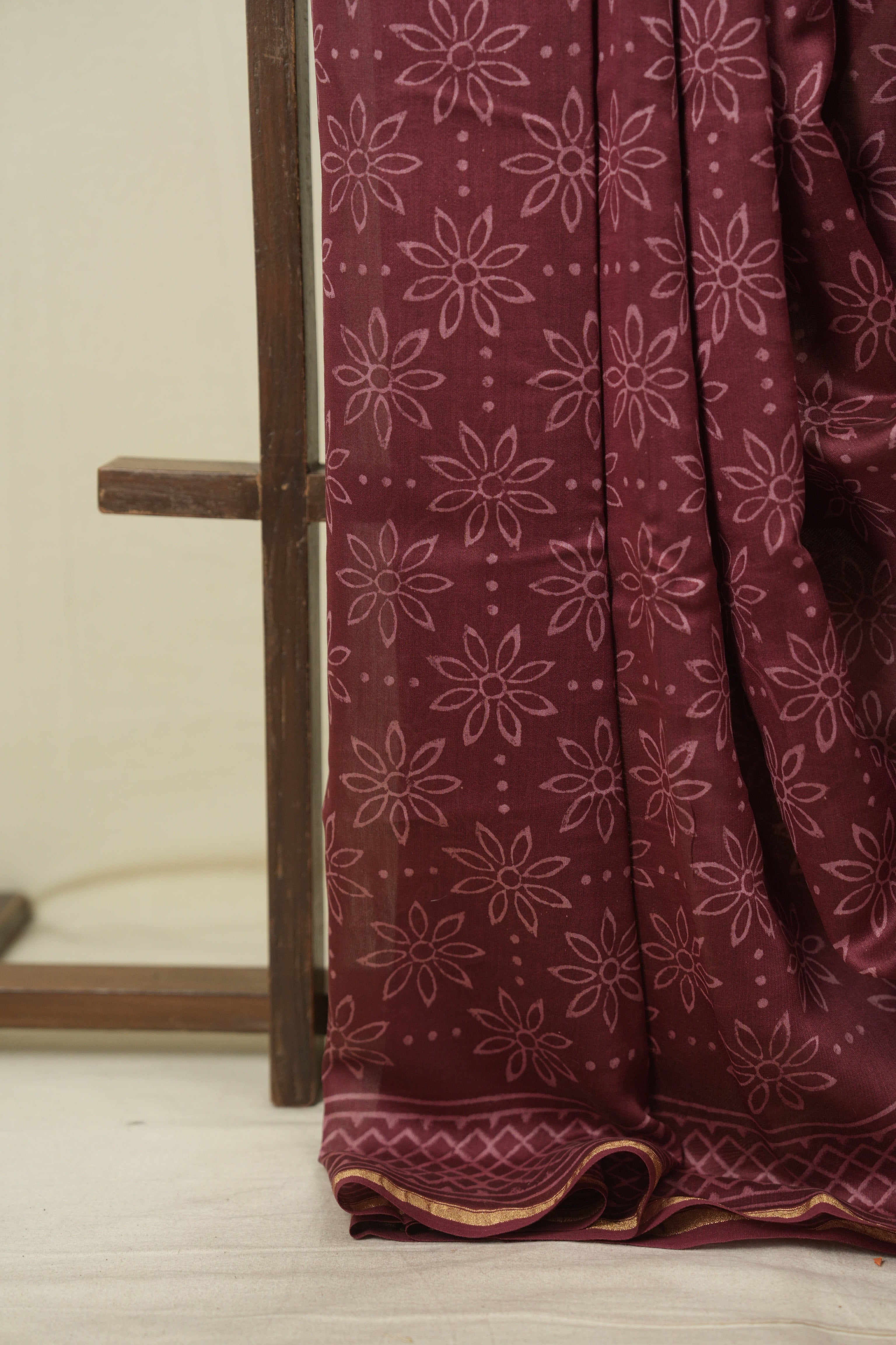 Maroon HBP Cotton Silk Saree With Chanderi Border - SRMCSS1795
