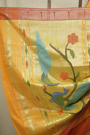 Yellow Cotton Paithani Saree - SRYCPS822