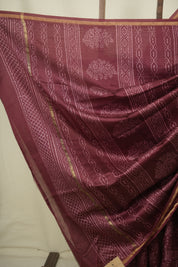 Maroon HBP Cotton Silk Saree With Chanderi Border - SRMCSS1795