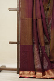 Maroon Maheshwari Saree - SRMMS900