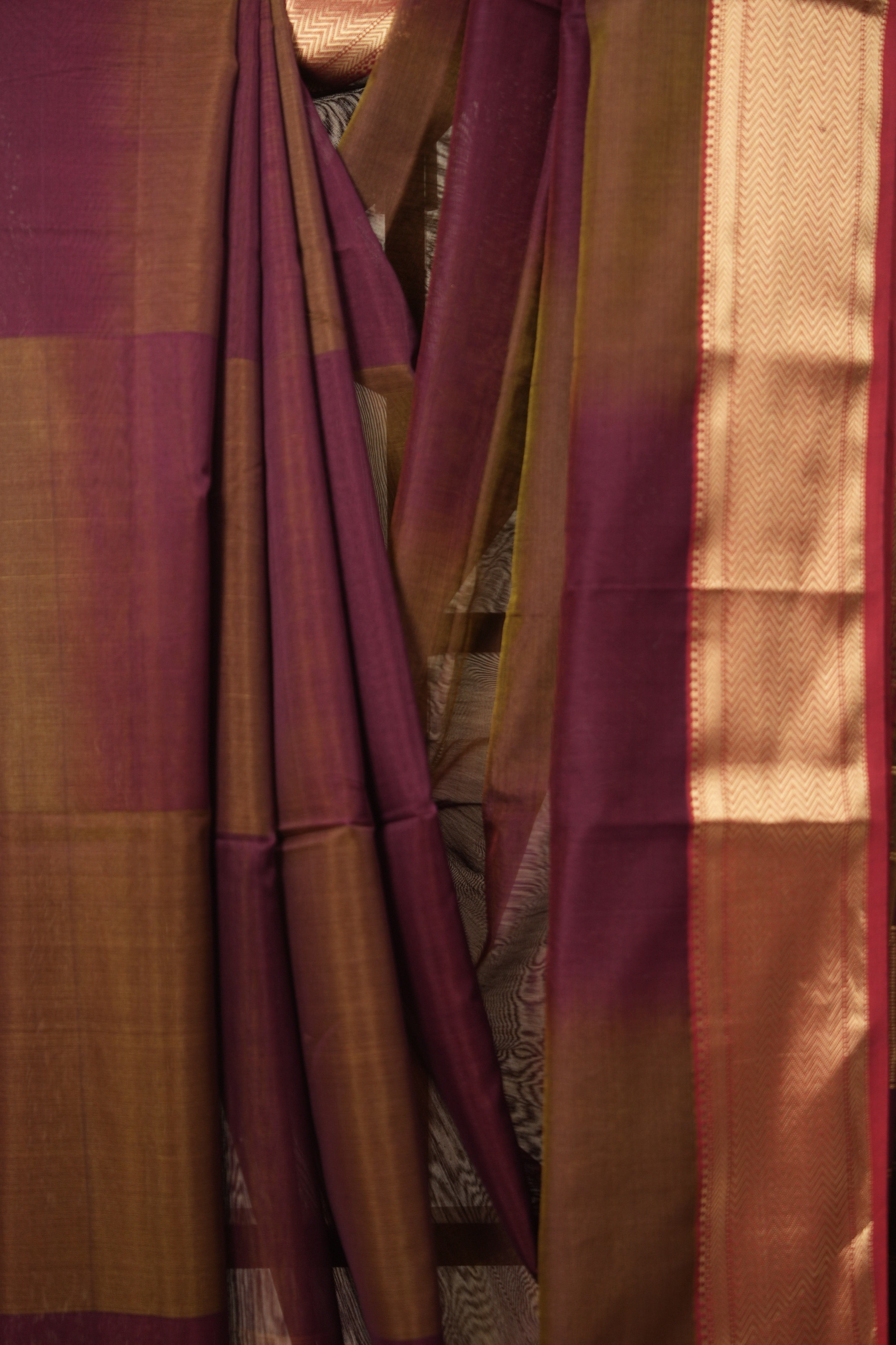 Maroon Maheshwari Saree - SRMMS900