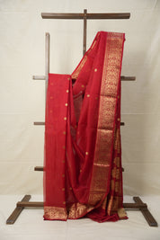 Dark Red Chanderi Silk Saree - SRDRCSS492