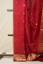 Dark Red Chanderi Silk Saree - SRDRCSS492