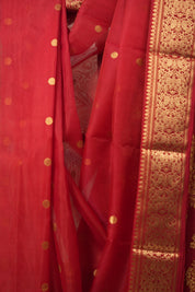 Dark Red Chanderi Silk Saree - SRDRCSS492