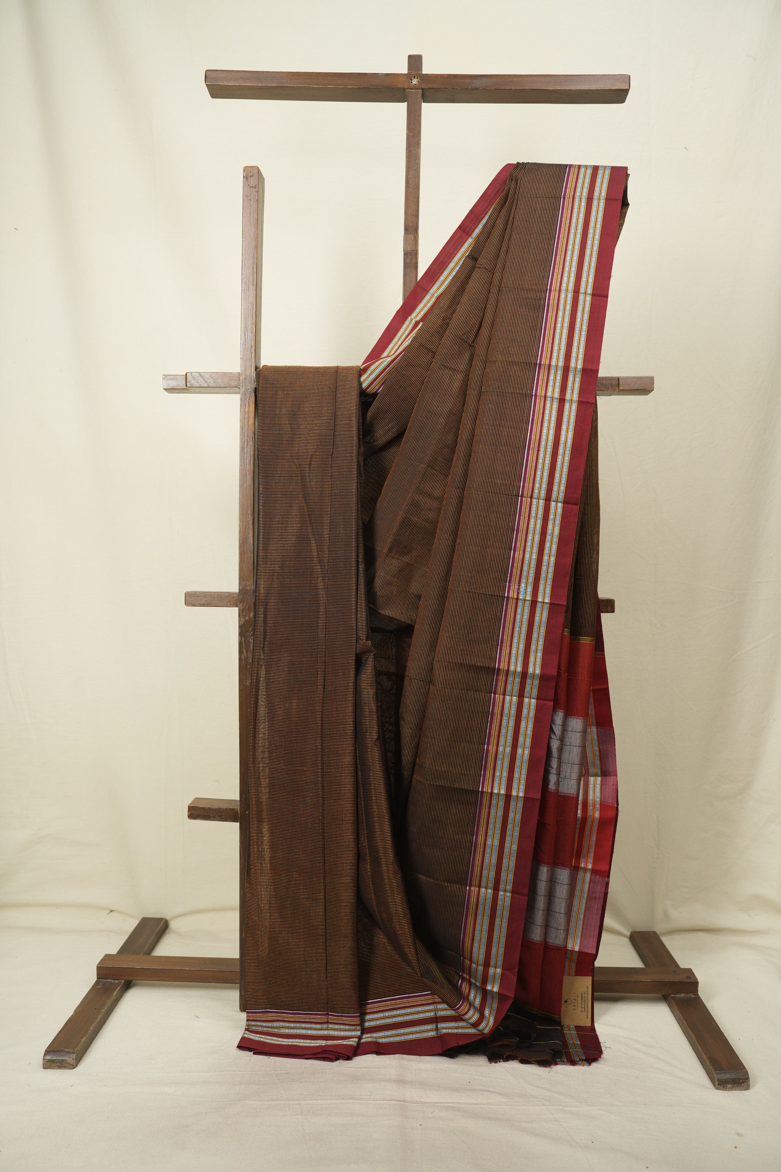 Rust Cotton IIkal Saree - SRRCIS1103