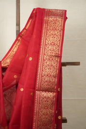Dark Red Chanderi Silk Saree - SRDRCSS492
