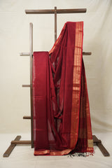 Maroon Maheshwari Saree - SRMMS886