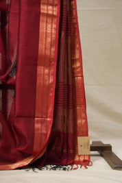 Maroon Maheshwari Saree - SRMMS886