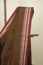Rust Cotton IIkal Saree - SRRCIS1103