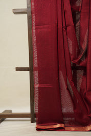 Maroon Maheshwari Saree - SRMMS886