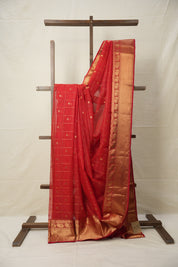Red Hanborder Pattu Chanderi Silk Saree - SRRHPCSS469