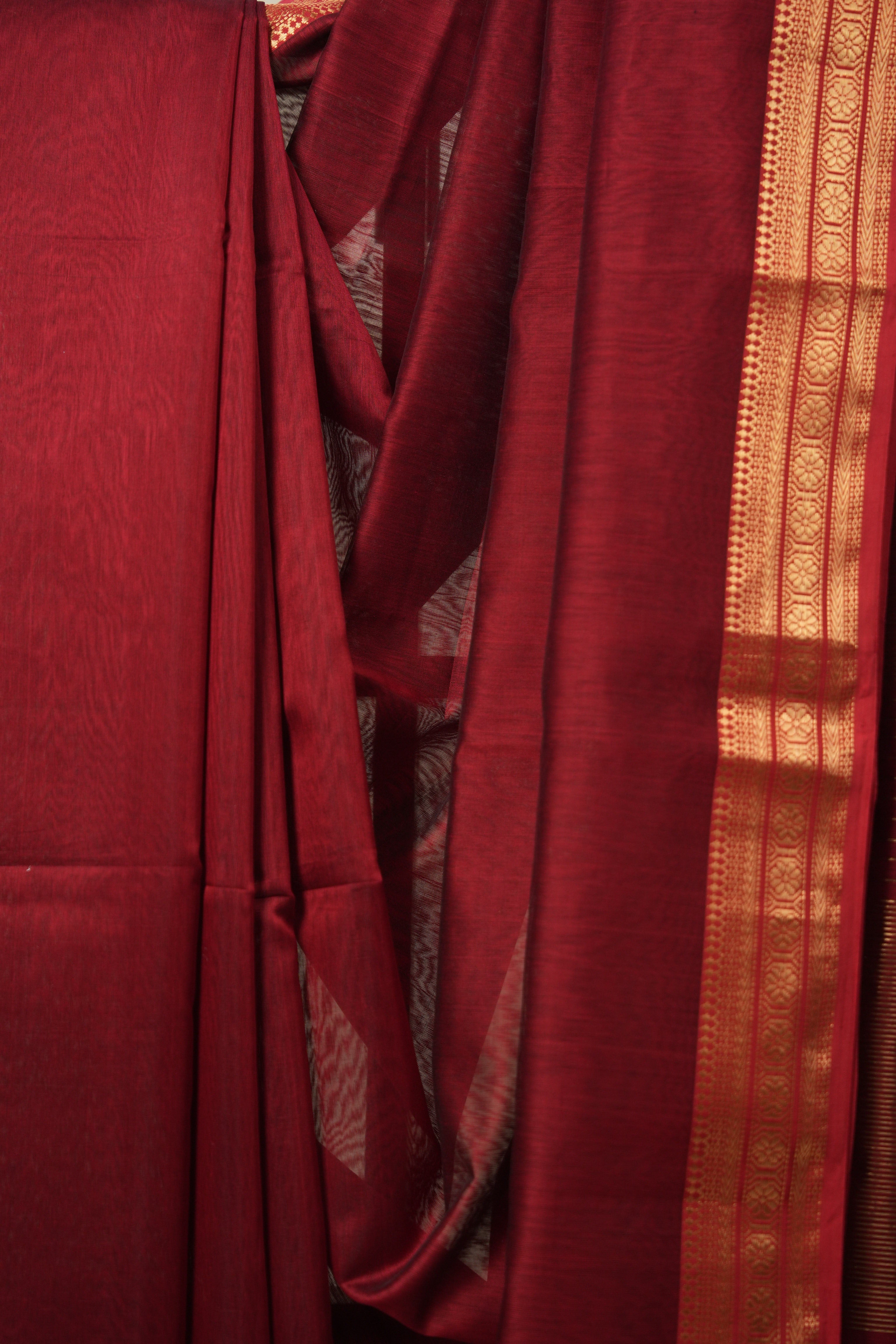 Maroon Maheshwari Saree - SRMMS886