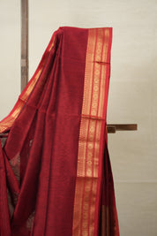 Maroon Maheshwari Saree - SRMMS886