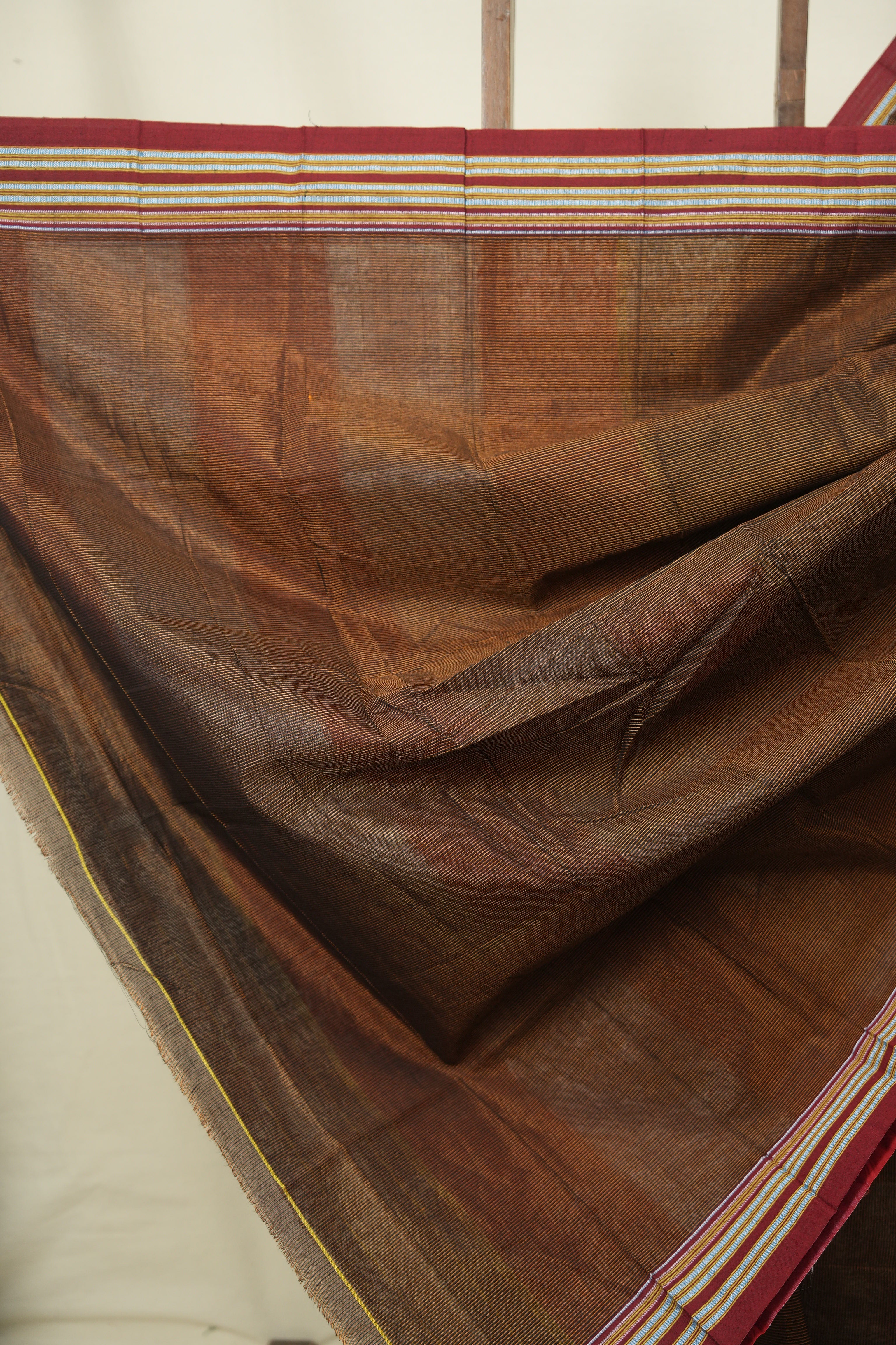 Rust Cotton IIkal Saree - SRRCIS1103