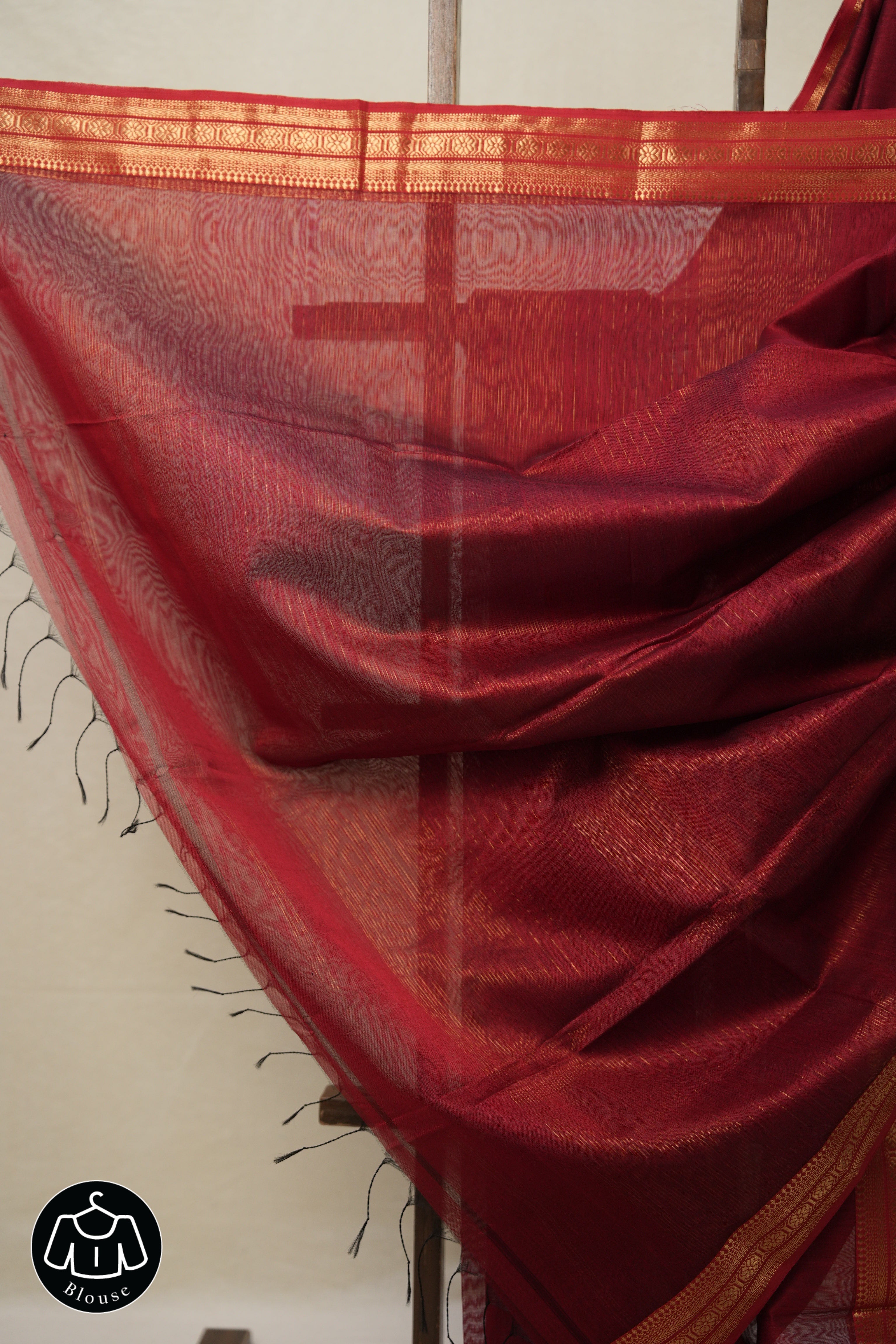 Maroon Maheshwari Saree - SRMMS886