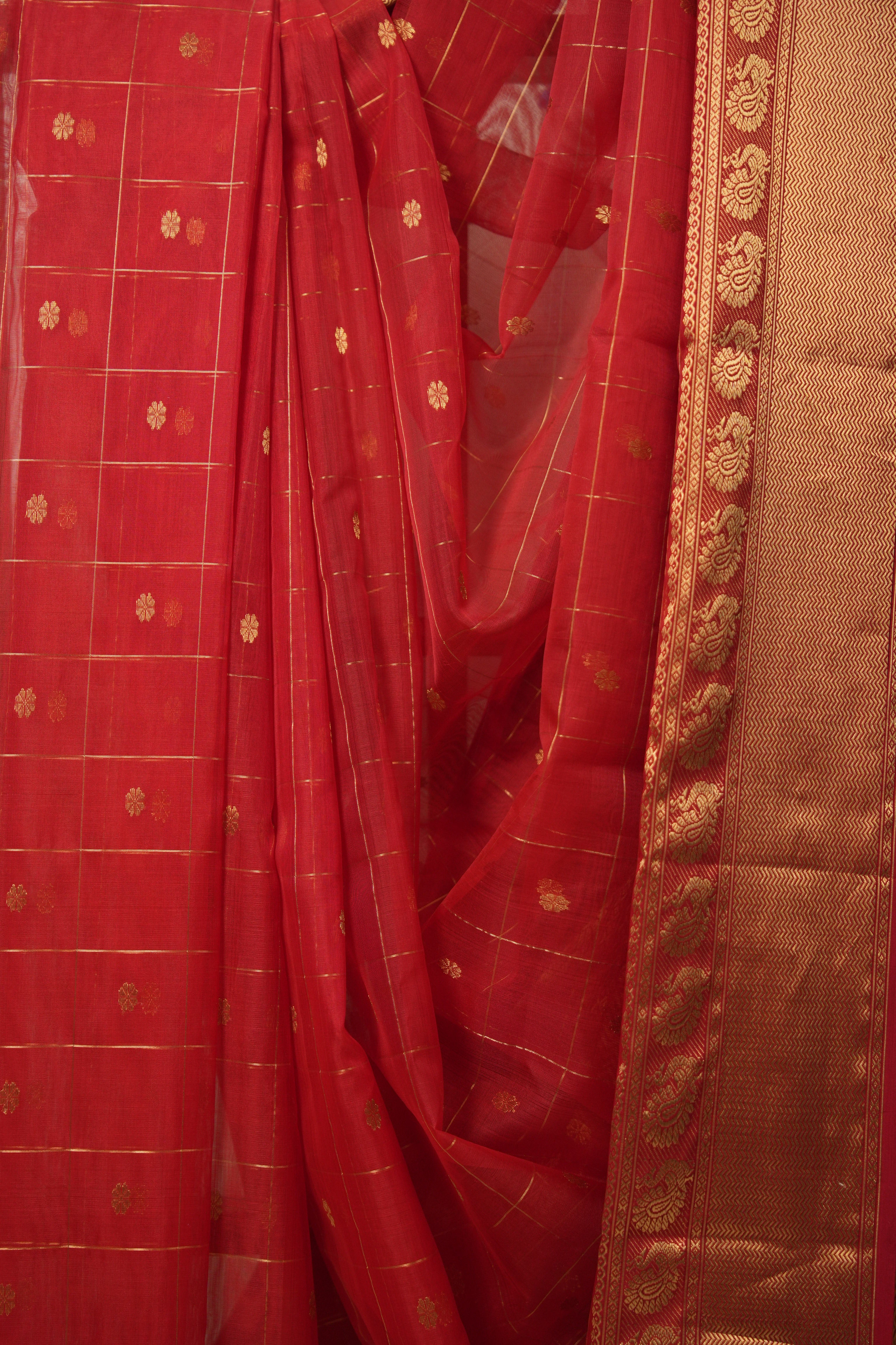 Red Hanborder Pattu Chanderi Silk Saree - SRRHPCSS469