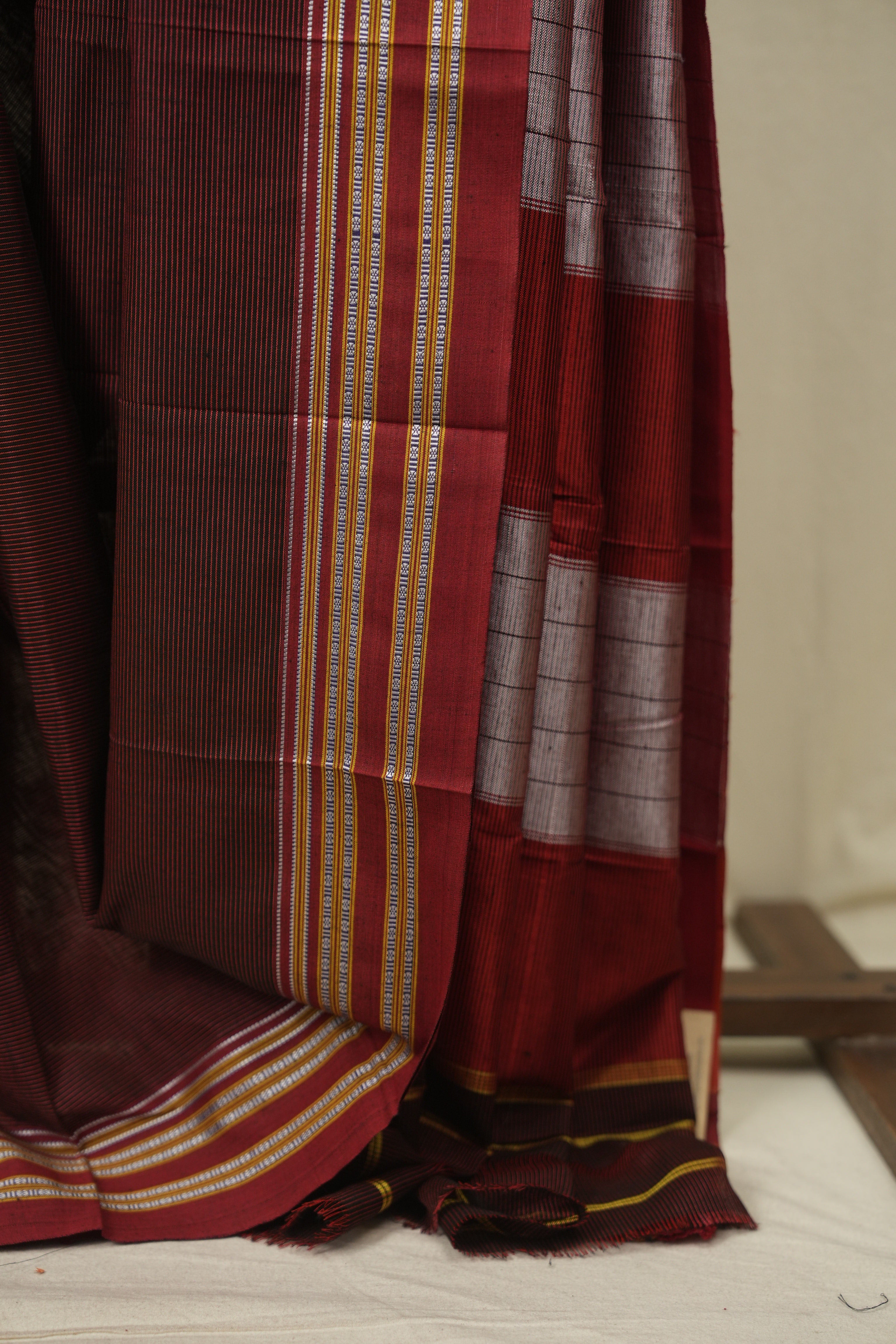 Maroon Cotton IIkal Saree - SRMCIS1105