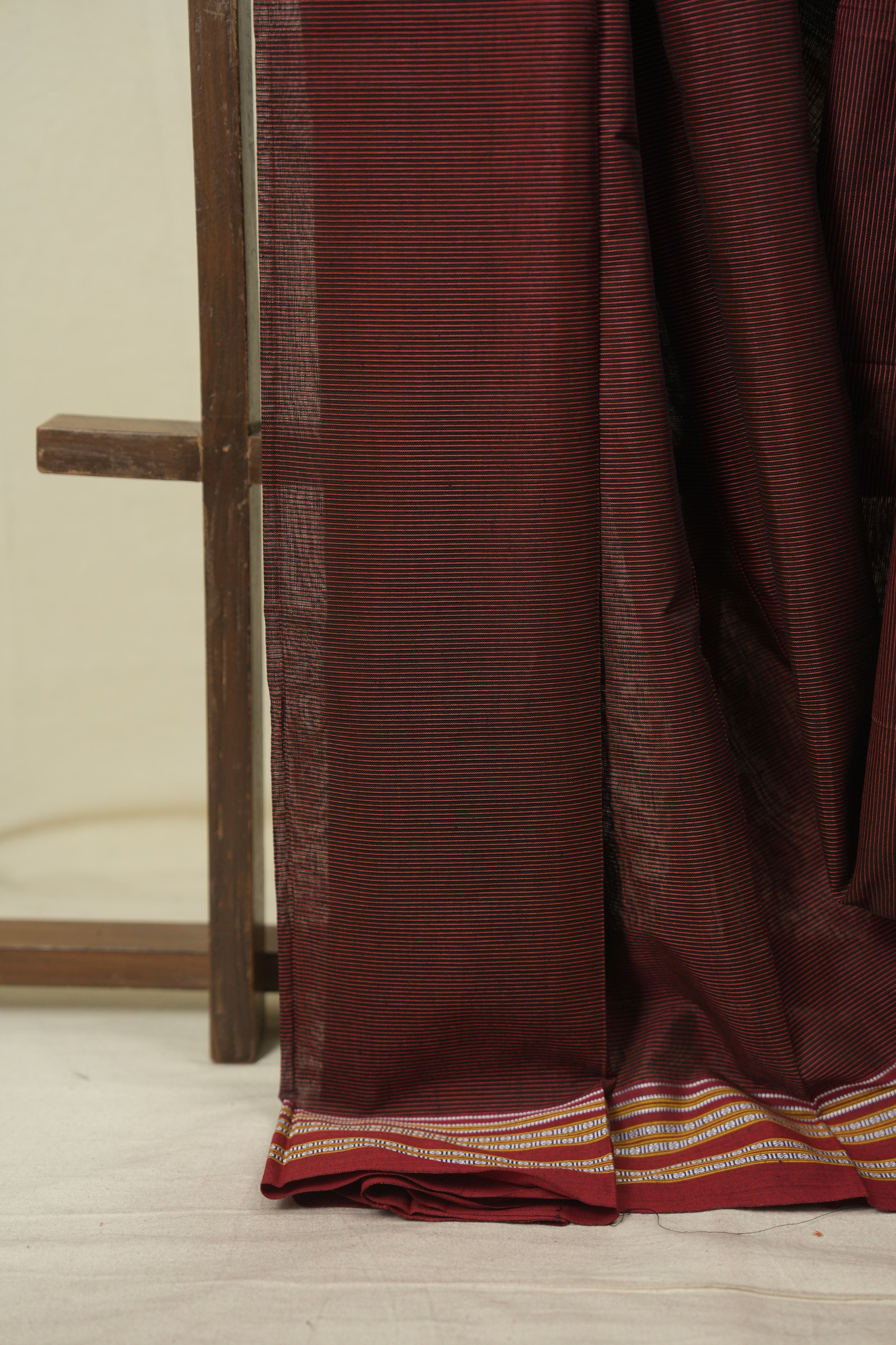 Maroon Cotton IIkal Saree - SRMCIS1105