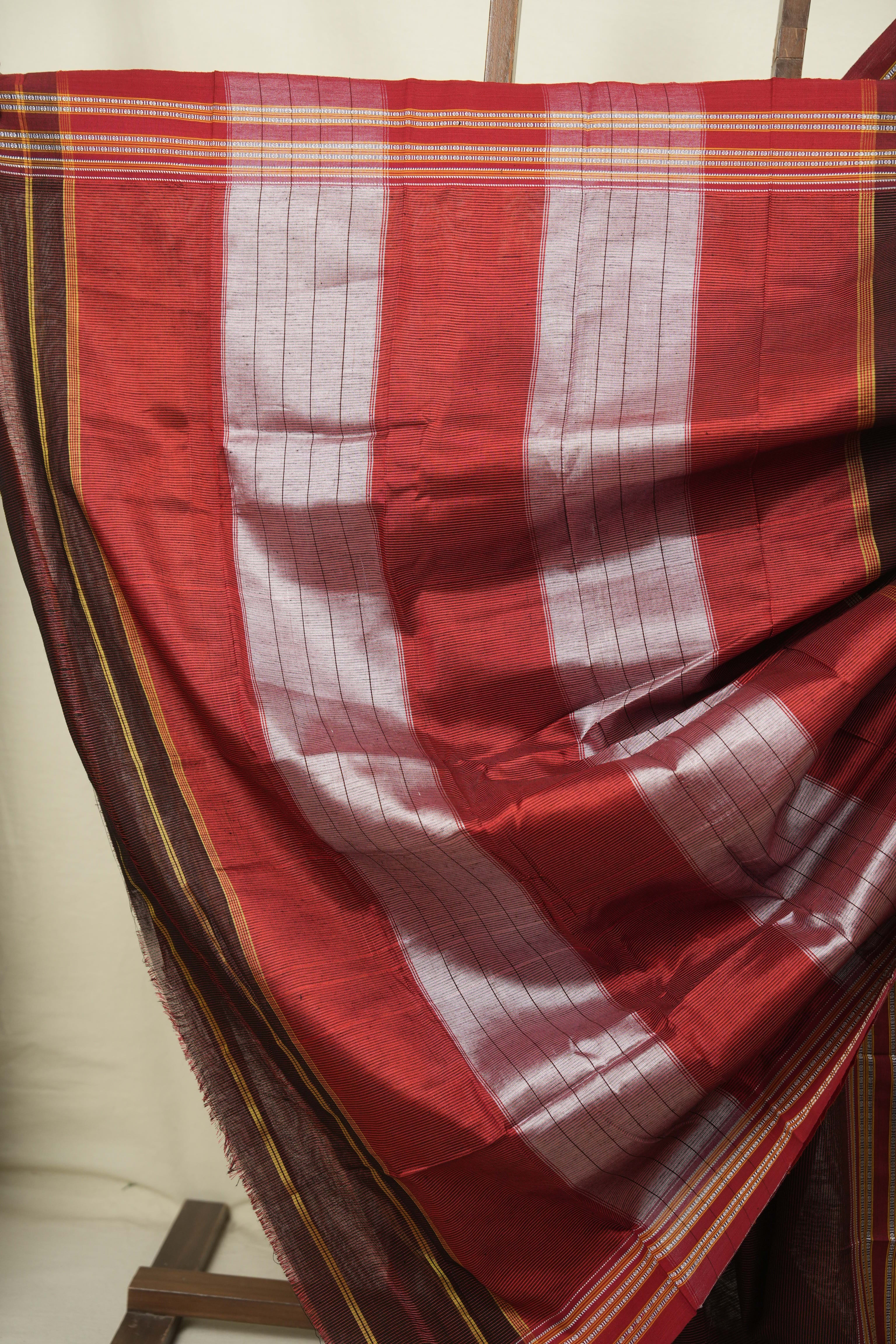 Maroon Cotton IIkal Saree - SRMCIS1105