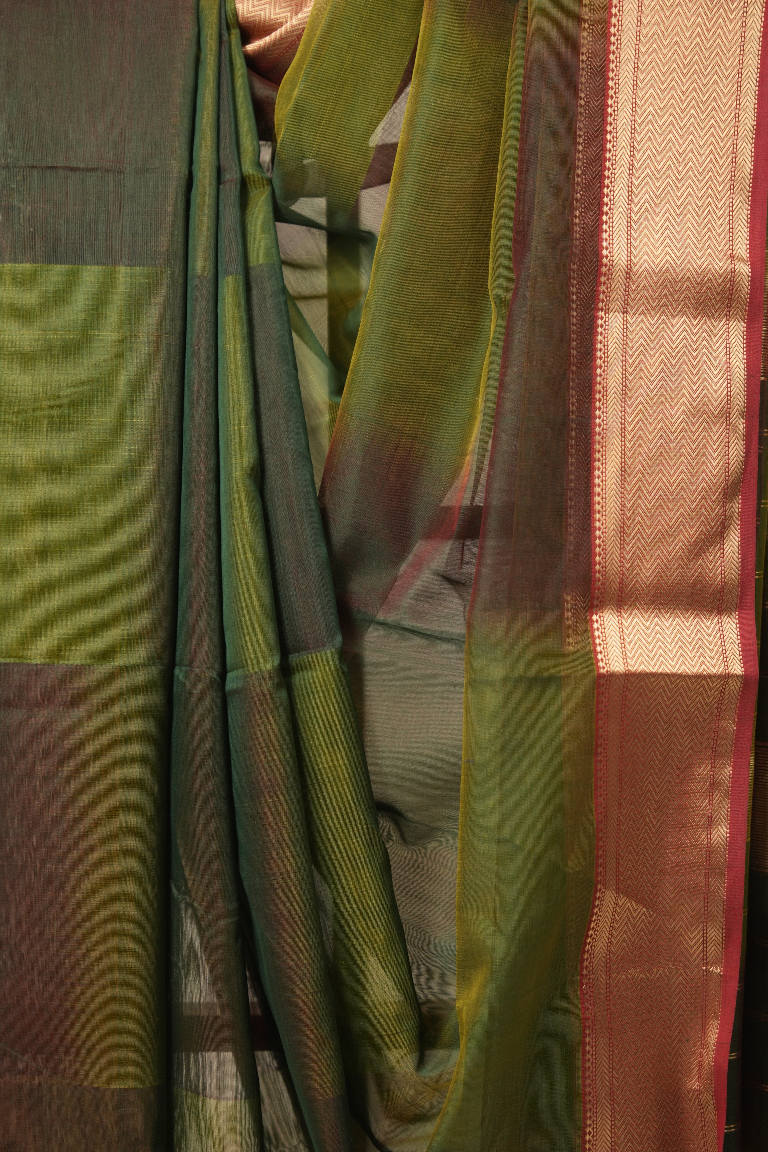 Two Tone Green Maheshwari Saree - SRTTGMS887