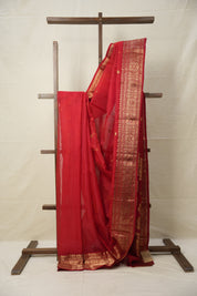 Red Chanderi Silk Saree - SRRCSS496