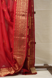 Red Chanderi Silk Saree - SRRCSS496