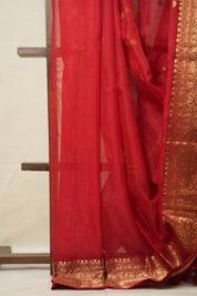 Red Chanderi Silk Saree - SRRCSS496