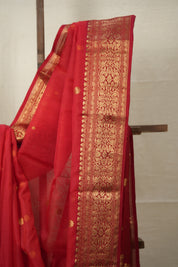 Red Chanderi Silk Saree - SRRCSS496
