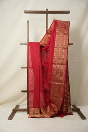 Red Hanborder Pattu Chanderi Silk Saree - SRRHPCSS476