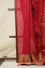 Red Hanborder Pattu Chanderi Silk Saree - SRRHPCSS476
