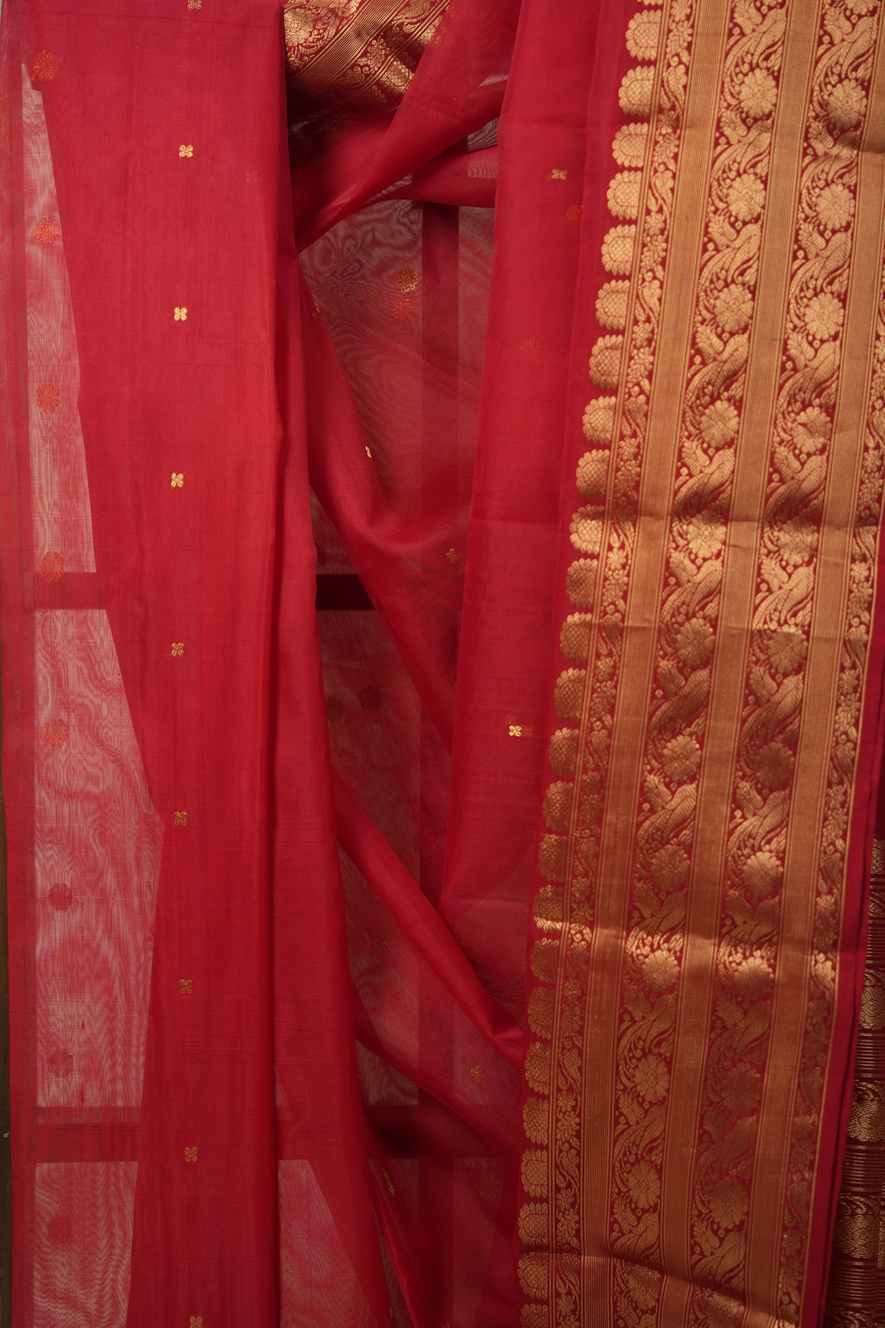 Red Hanborder Pattu Chanderi Silk Saree - SRRHPCSS476