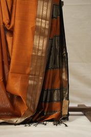 Brown Maheshwari Saree - SRBMS890