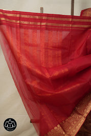 Red Hanborder Pattu Chanderi Silk Saree - SRRHPCSS476