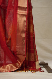 Red Maheshwari Saree - SRRMS889