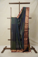 Two Tone Blue Maheshwari Saree - SRTTBMS891