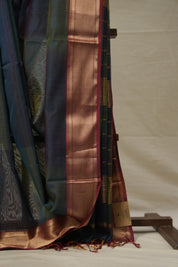 Two Tone Blue Maheshwari Saree - SRTTBMS891