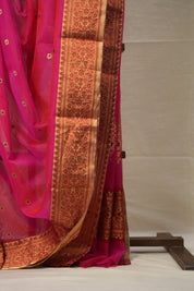 Matt Pink Chanderi Silk Saree - SRMPCSS505