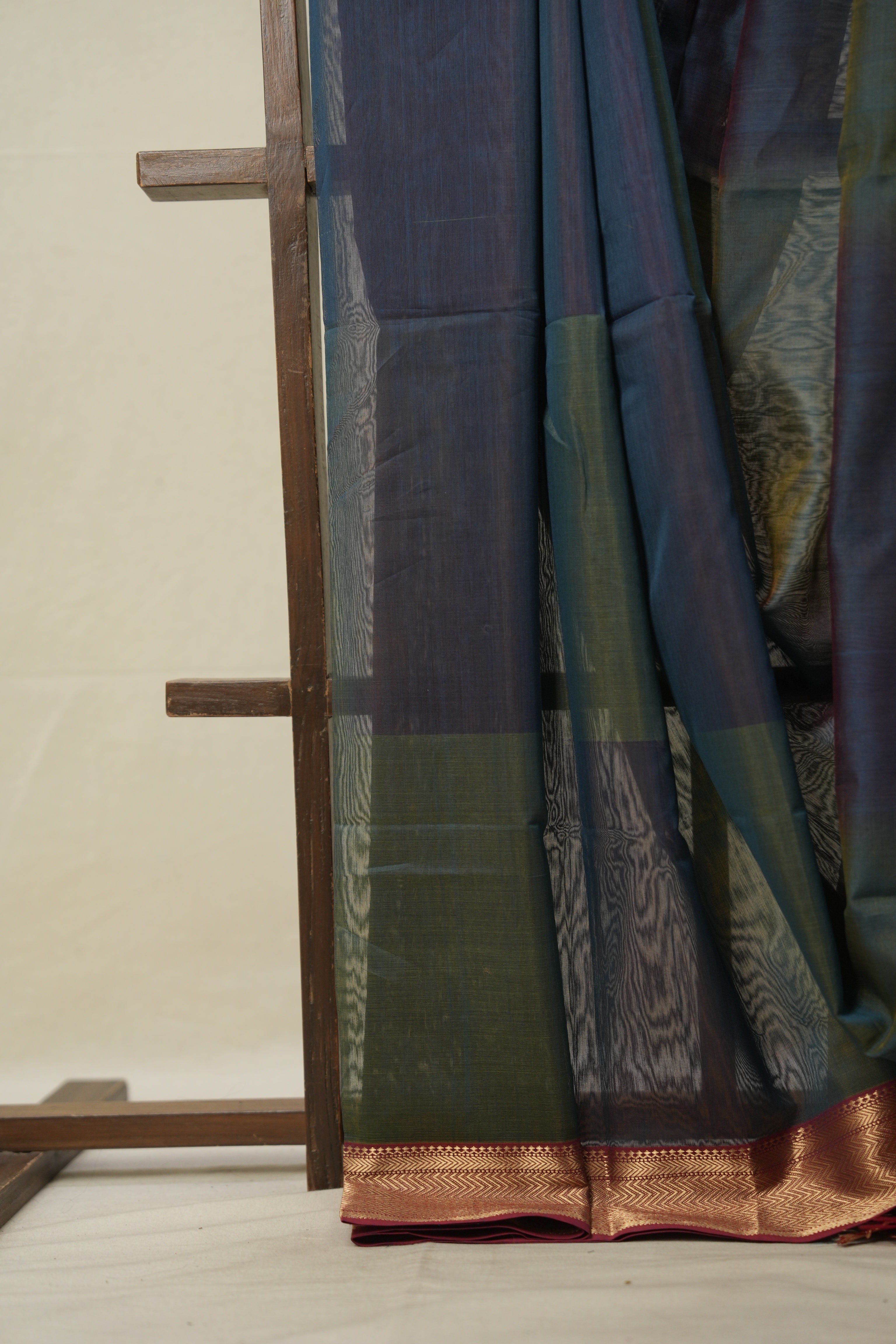 Two Tone Blue Maheshwari Saree - SRTTBMS891