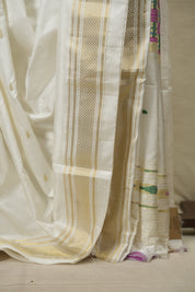 White Silk Paithani Saree - SRWSPS817