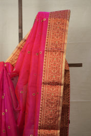 Matt Pink Chanderi Silk Saree - SRMPCSS505
