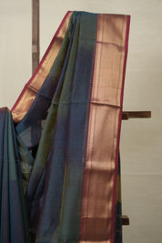 Two Tone Blue Maheshwari Saree - SRTTBMS891