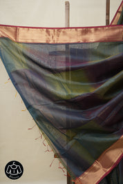 Two Tone Blue Maheshwari Saree - SRTTBMS891