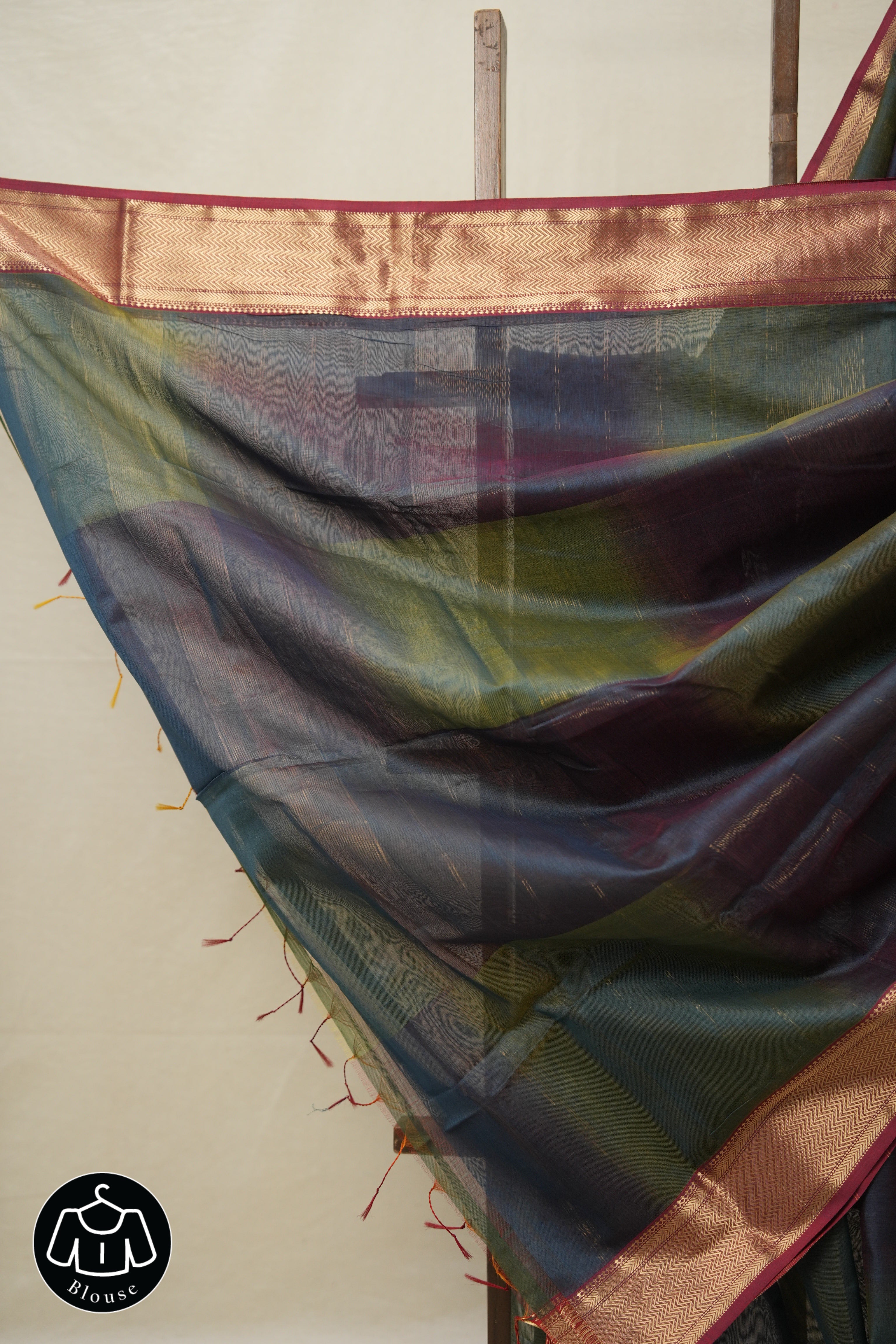 Two Tone Blue Maheshwari Saree - SRTTBMS891