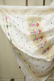 White Silk Paithani Saree - SRWSPS817