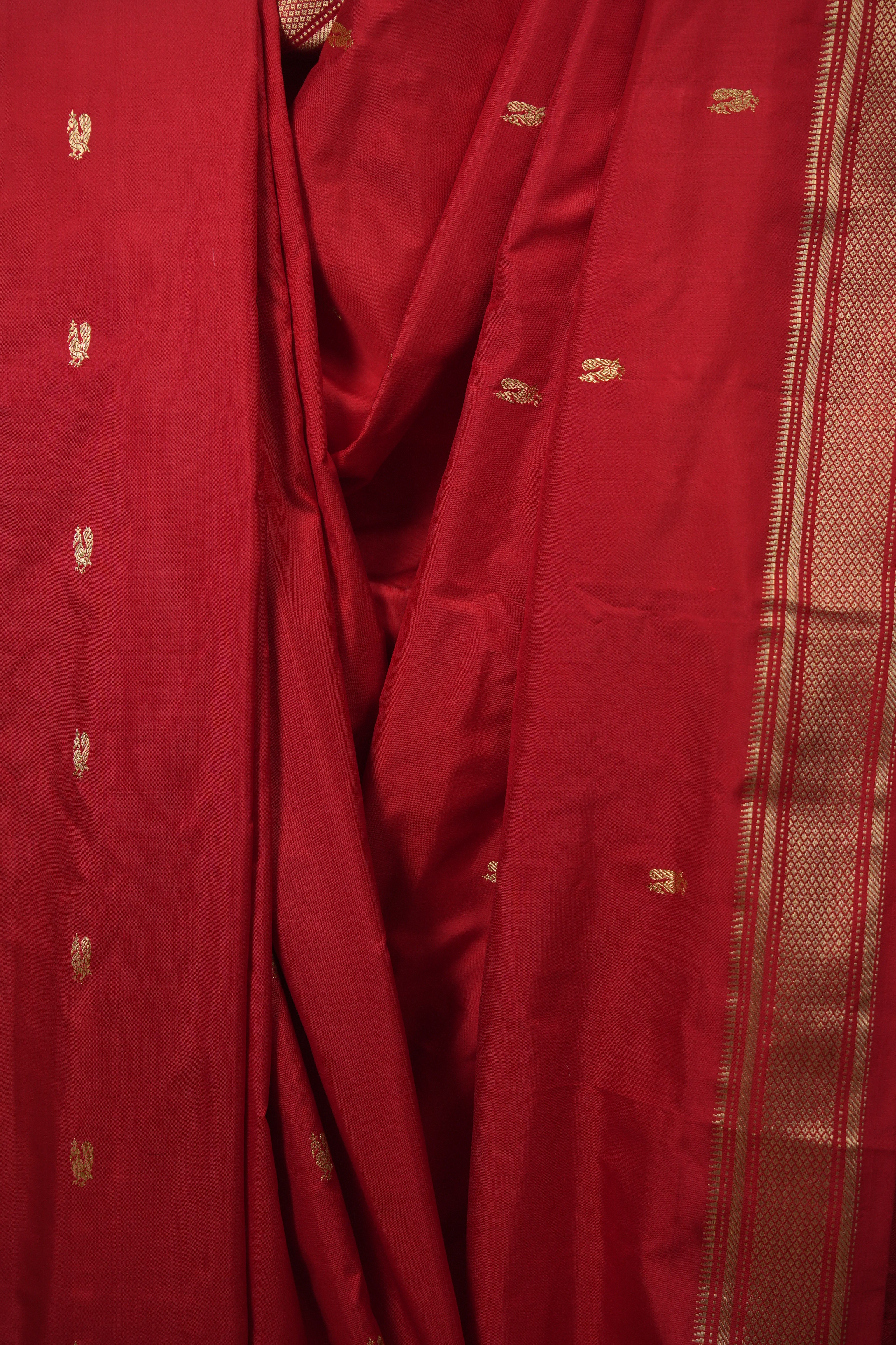Red Silk Paithani Saree - SRRSPS816