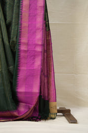 Green Raw Silk Saree - SRGRSS961