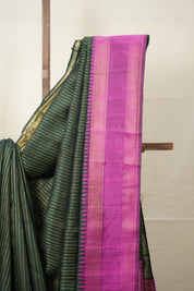 Green Raw Silk Saree - SRGRSS961