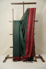 Green Raw Silk Saree - SRGRSS959