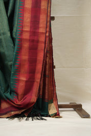 Green Raw Silk Saree - SRGRSS959