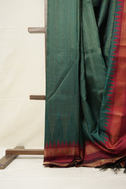 Green Raw Silk Saree - SRGRSS959